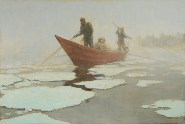 Frederic Remington painting River Drivers in the Spring Break Up