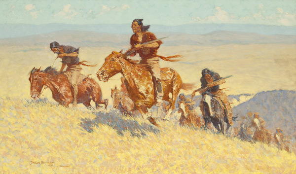 Buffalo Runners - Big Horn Basin, painting by Frederic Remington