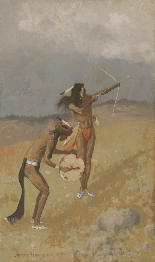 The Thunder-Fighters Would take Their Bows and Arrows, Their Guns, Their Magic Drum painting by Frederic Remington