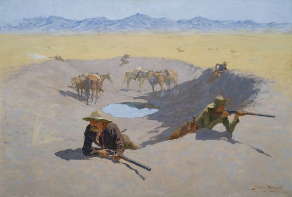 Frederic Remington painting Fight for the Waterhole