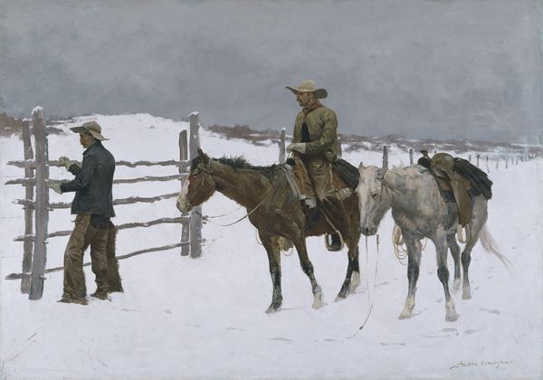 Frederic Remington painting Fall of the Cowboy